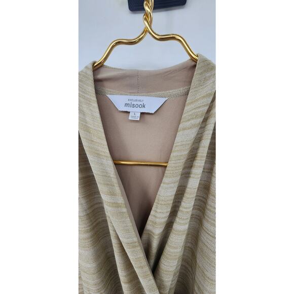 Exclusively Misook Sandstone Tan Stripe Knit Faux Wrap Sleeveless Dress  Large - Picture 8 of 10